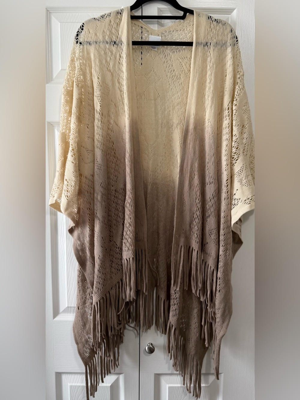 Sonoma Goods for Life Ombre Open Knit Fringe Ruana Wrap One Size Boho - Picture 3 of 6